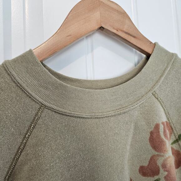 Vintage Boho Sweater Womens Large Tan 80s Glam Rock Retro Floral Cottage Casual - Picture 5 of 9